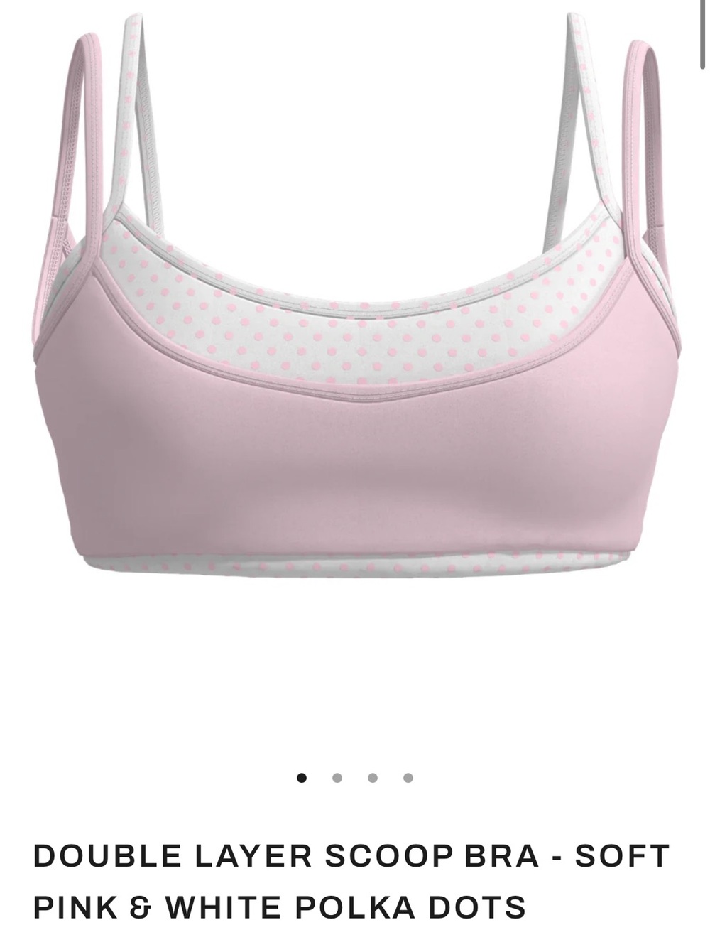 Liaison the Label Soft Pink Double-Layer Scoop Sports Bra with Polka Dots